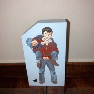 The Cat's Meow Two Brothers Statue Boys Town Nebraska 1998 Wooden Shelf Sitter